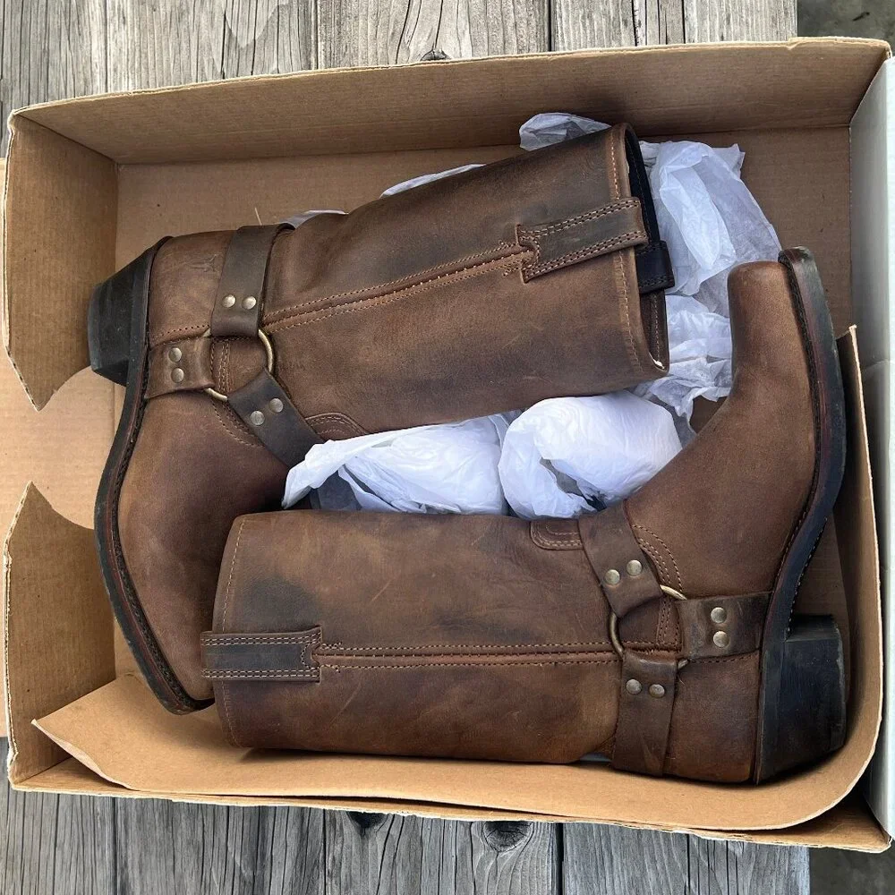 Frye Harness 12R Leather Rugged/Biker/Western Boot Tan Size 9 Lightly Used - Picture 4 of 16